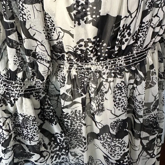 Max Studio Small Women's Black and Tan Midi Dress 3/4 Bell Sleeves Boho Relaxed - Picture 12 of 15